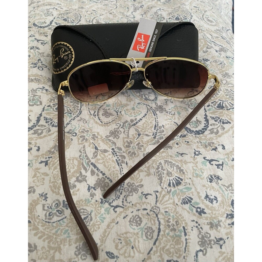 RAY-BAN Men’s RB 2185 63 17-140 GOLD FRAMES SUNGLASSES NEW With Case - Picture 5 of 5